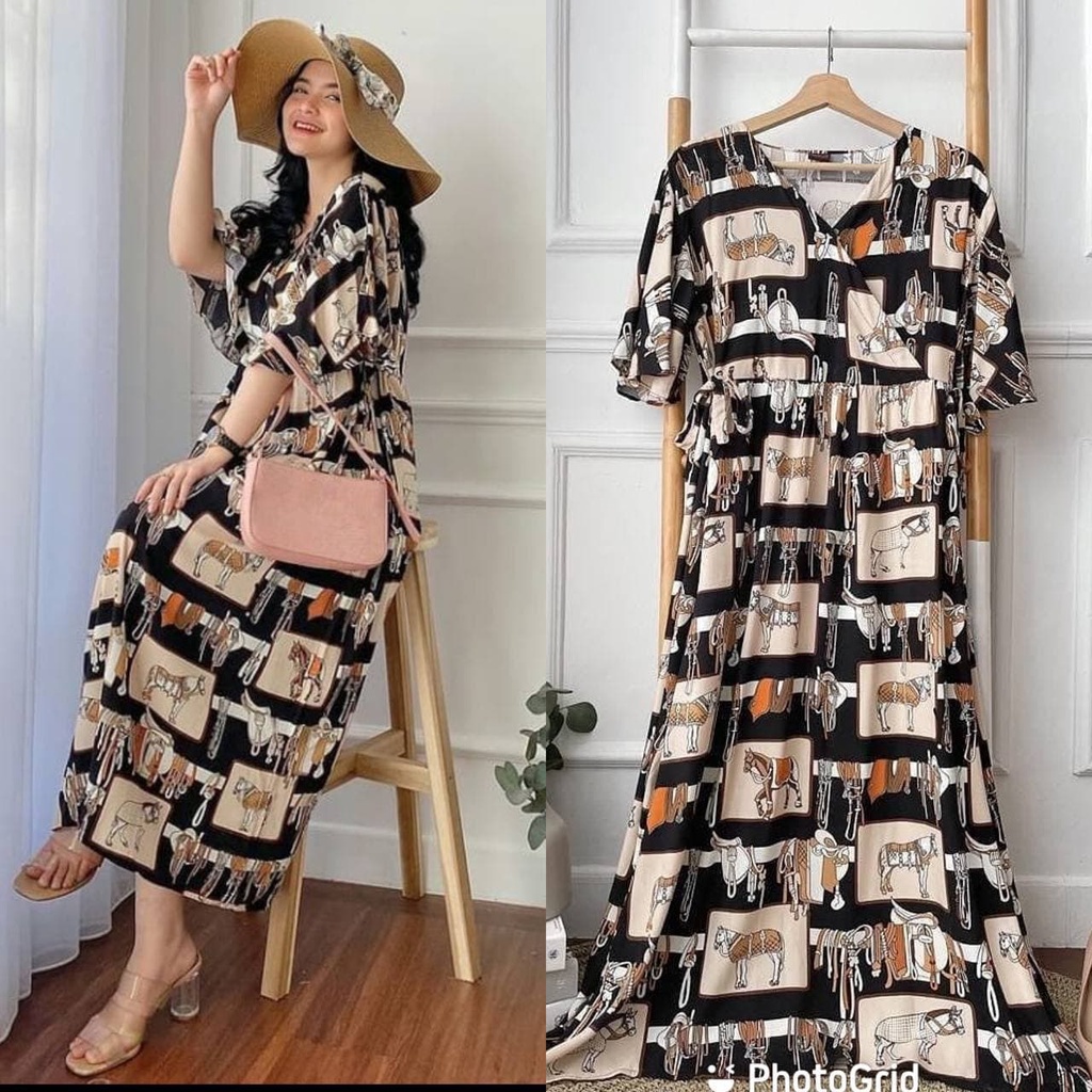 Dress Karen - Dress Rayon Premium Home Dress Import Busui Fashion Korean Style Midi Dress Kekinian