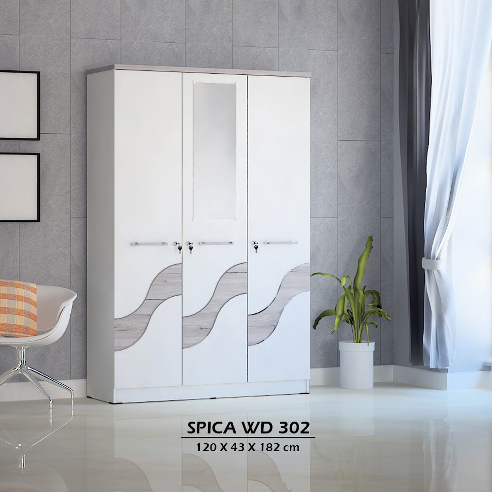 lemari pakaian putih / lemari baju 3 pintu / lemari baju / lemari pakaian