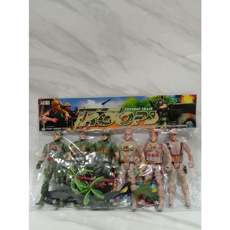 MAINAN FIGURE SET TENTARA DAN DIORAMA - MILITARY SUPER POWER ISI 6 PCS