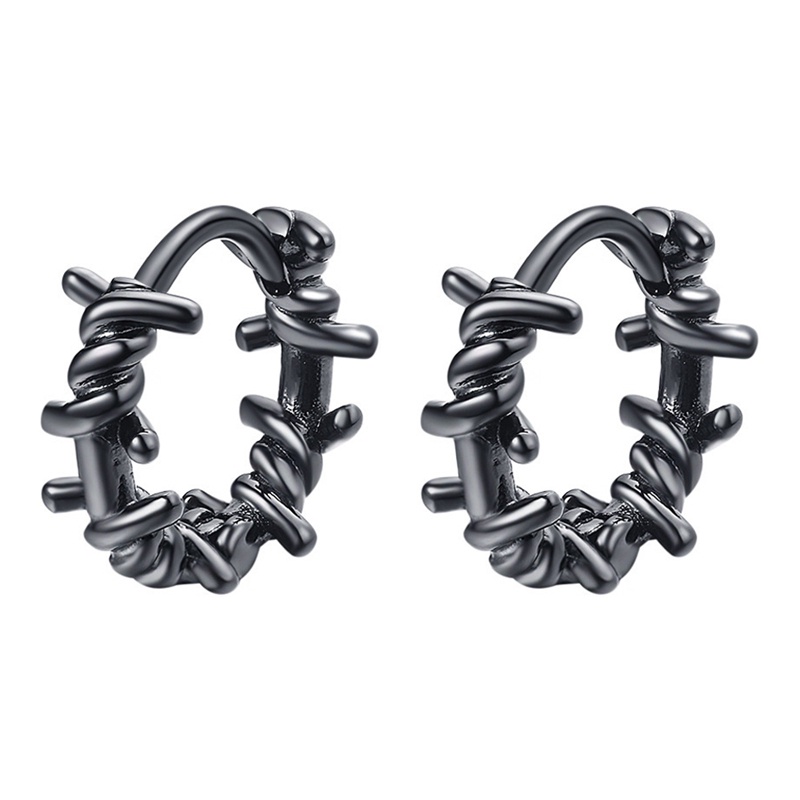 Anting Bulat Bahan Sterling Silver 925 Warna Hitam Untuk Wanita