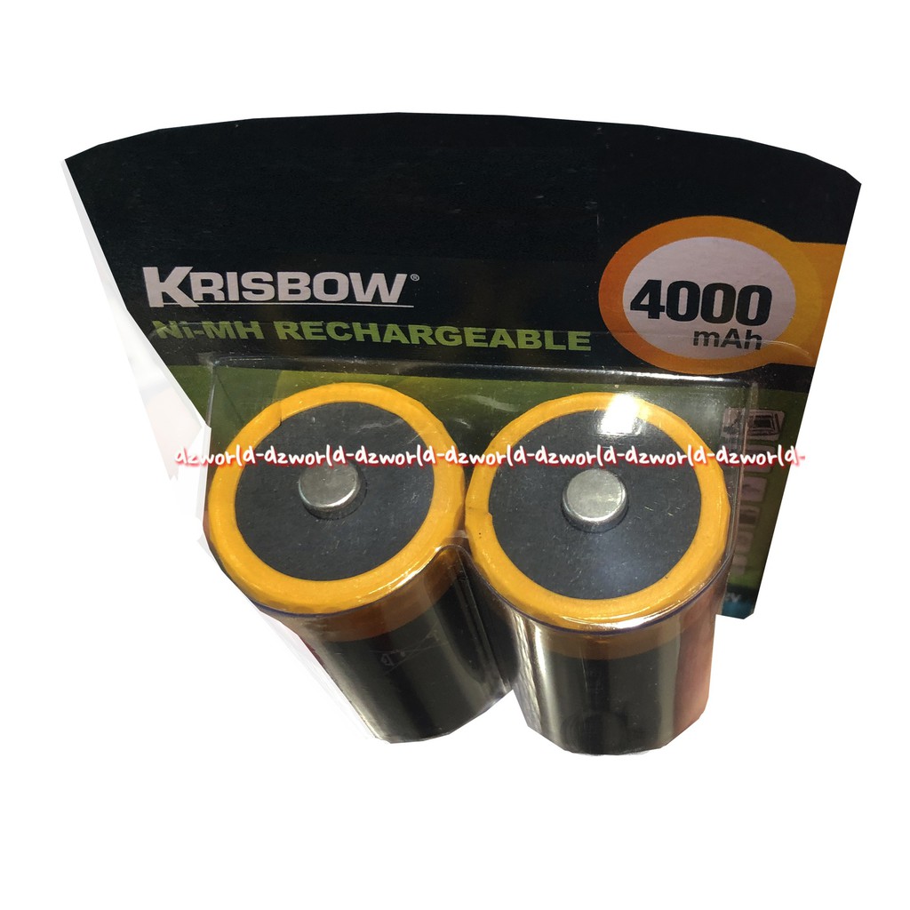 Krisbow Ni MH Rechargeable 4000MAH Baterai D 2Pcs Batrai Bulat Besar Bisa Di charge