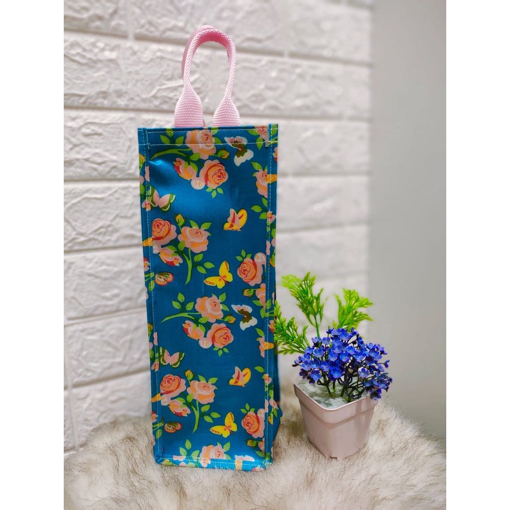 TAS BOTOL MINUM GEMOY TUMBLER 2 LITER BAHAN WATERPROOF MOTIF BUNGA ROSE SIZE 12X12X33 CM