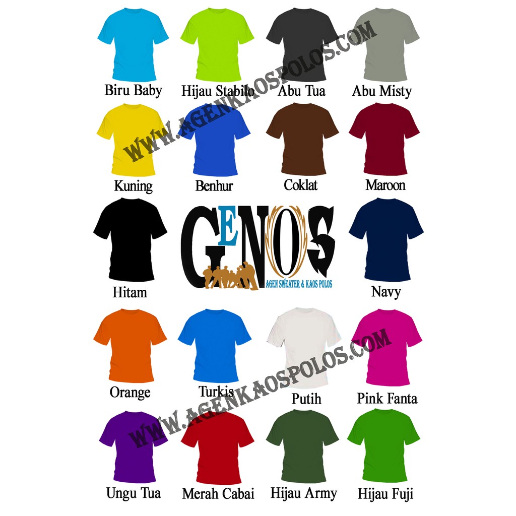  Kaos  Polos Pendek Oblong Cotton Combed 18 Warna  Kaos  