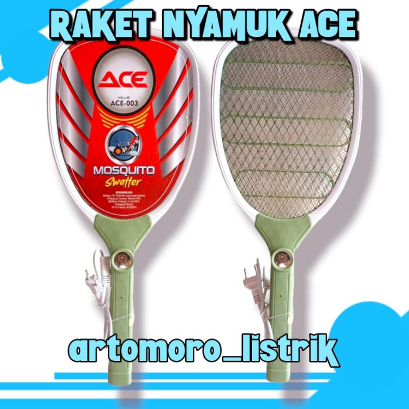Raket NYAMUK ACE/Alat Pembunuh Nyamuk/ Raket Nyamuk ACE Hijau/ Raket Nyamuk / Raket Pembunuh Serangg