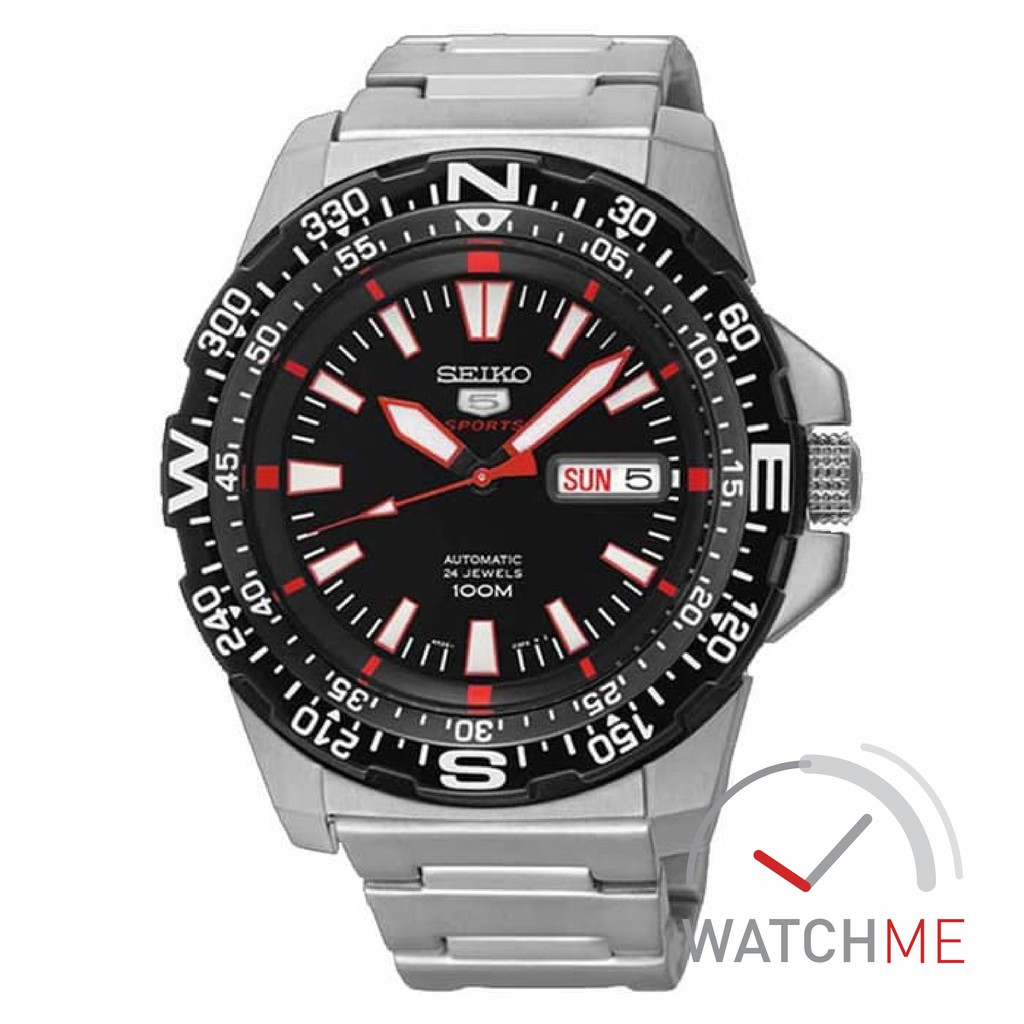 Jam Tangan Seiko 5 SRP541K1 Automatic Mini Monster Black Red 100m Stainless Steel Original Garansi
