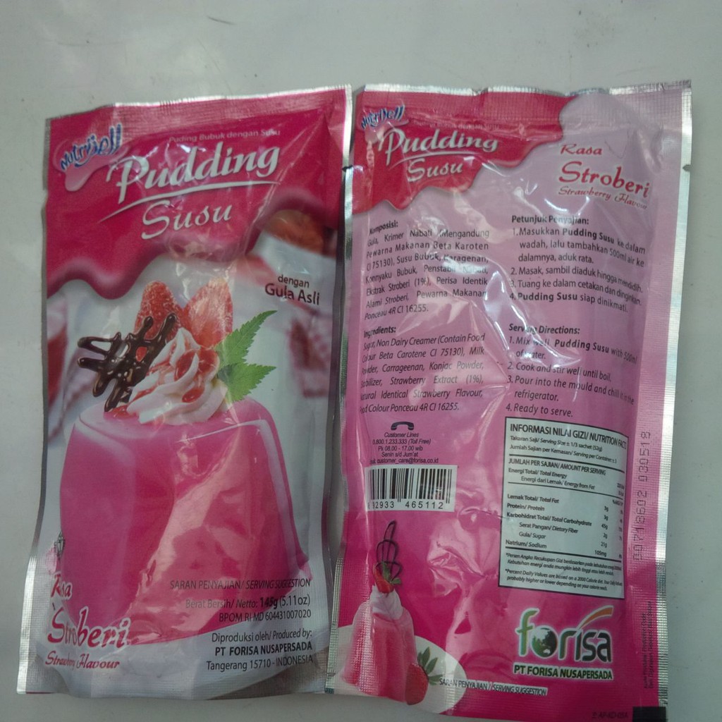 

Puding/susu/strawberry/stroberi/nutrijel/makanan/instant/premix