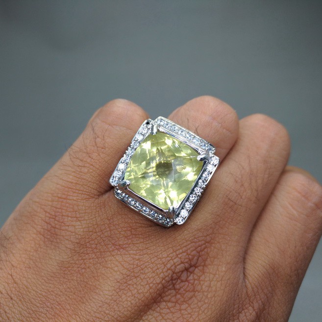 Batu Cincin Kecubung Kuning yakut Citrine Asli