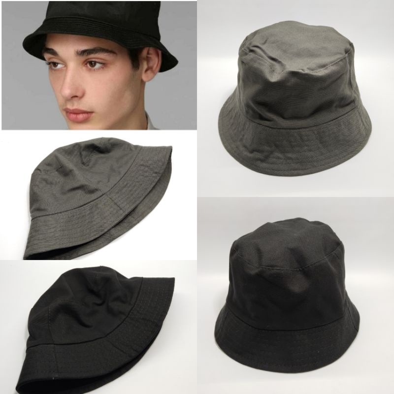 TOPI BUCKET POLOS TOPI CANVAS BOLAK BALIK