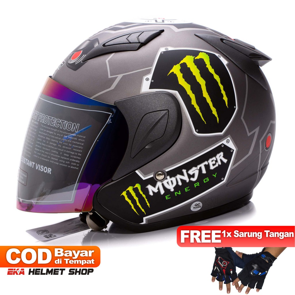 [Helm Dewasa] MSR Helmet Javelin - Monster - Abu Abu Doff + Promo Gratis Sarung Tangan