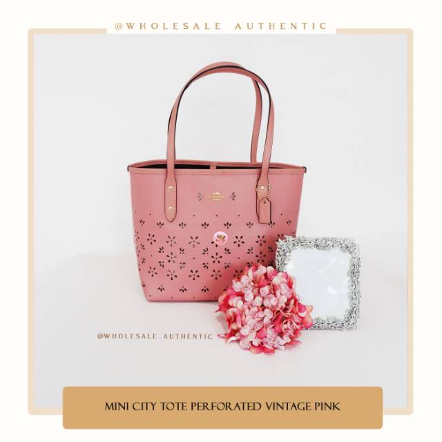 Coach MINI CITY TOTE LASER CUT VINTAGE PINK