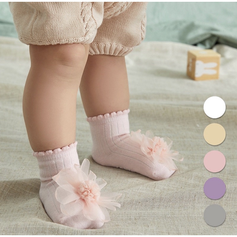 Kaos Kaki Anak Bayi Perempuan Antislip Motif Flower Tulle / Baby Socks