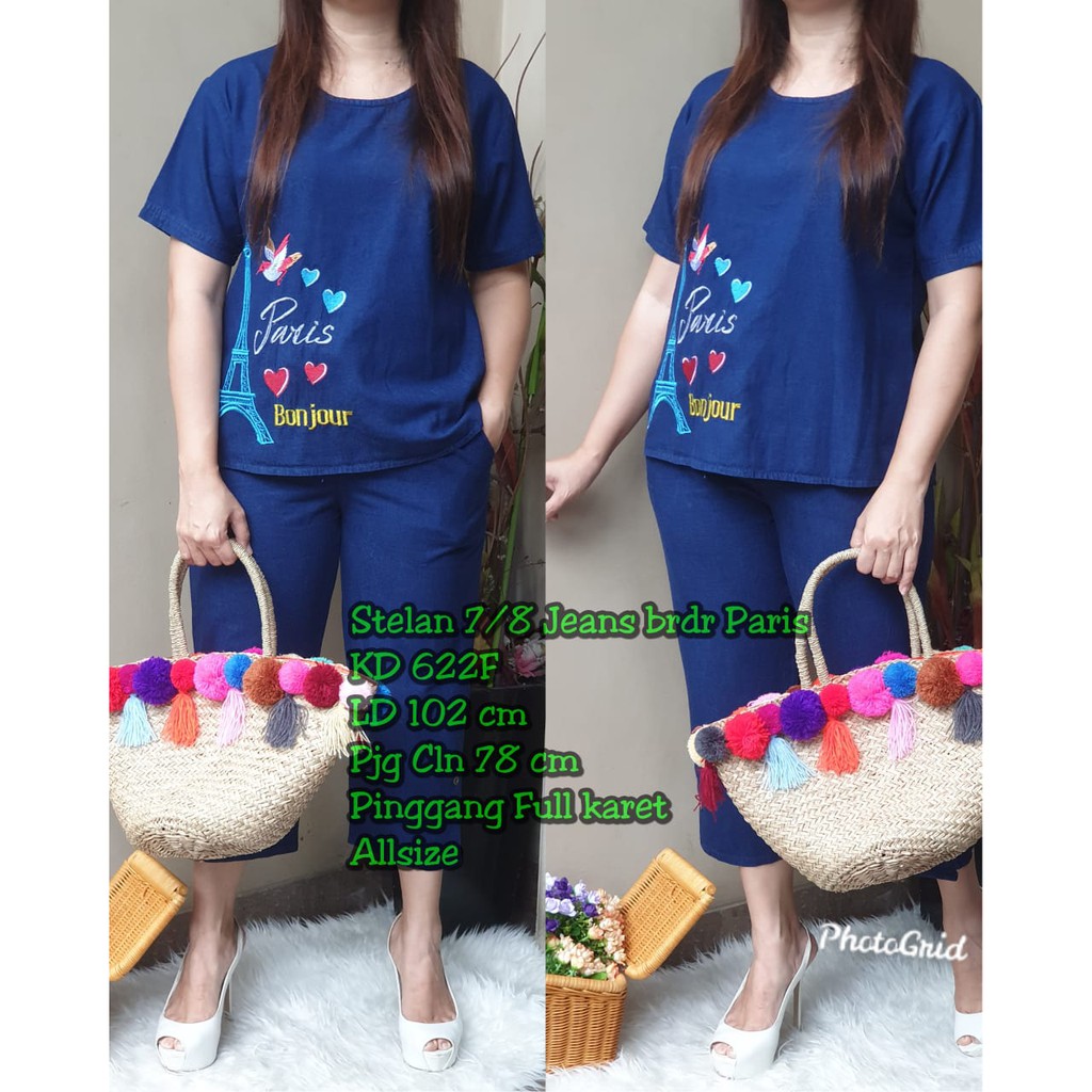STELAN WANITA 7/8 JEANS BORDIR
