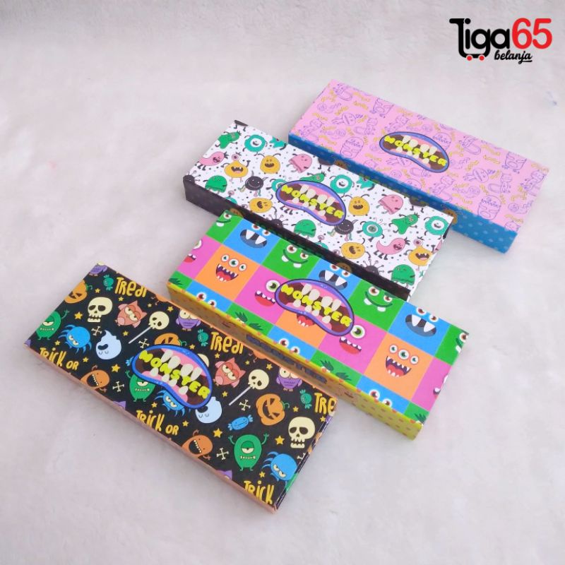 365 POUCH PENCIL BAG #40114 KOTAK Tempat Pensil / Pouch Penyimpanan pensil / Monster / Skiphops