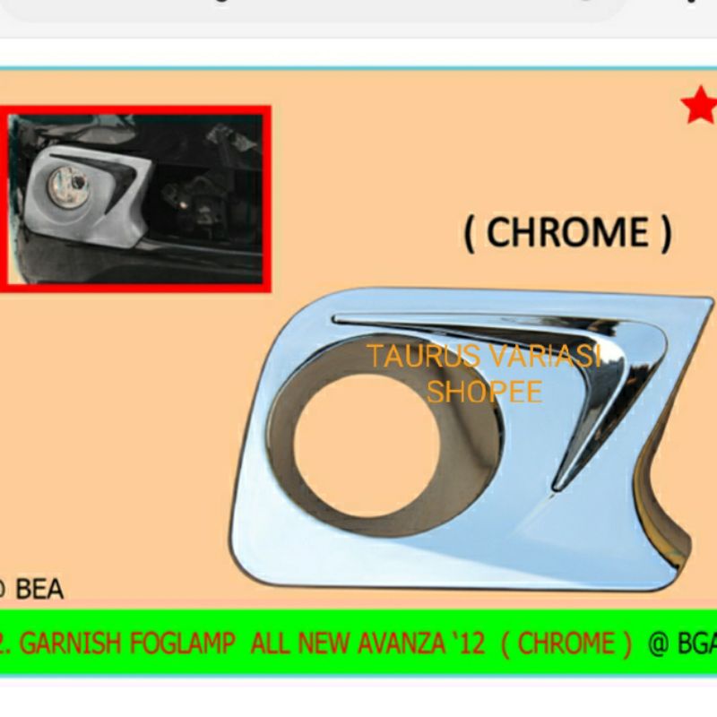 Ring Foglamp Garnis Lampu Bumper Depan All New Avanza Type G 2011,2012,2013,2014