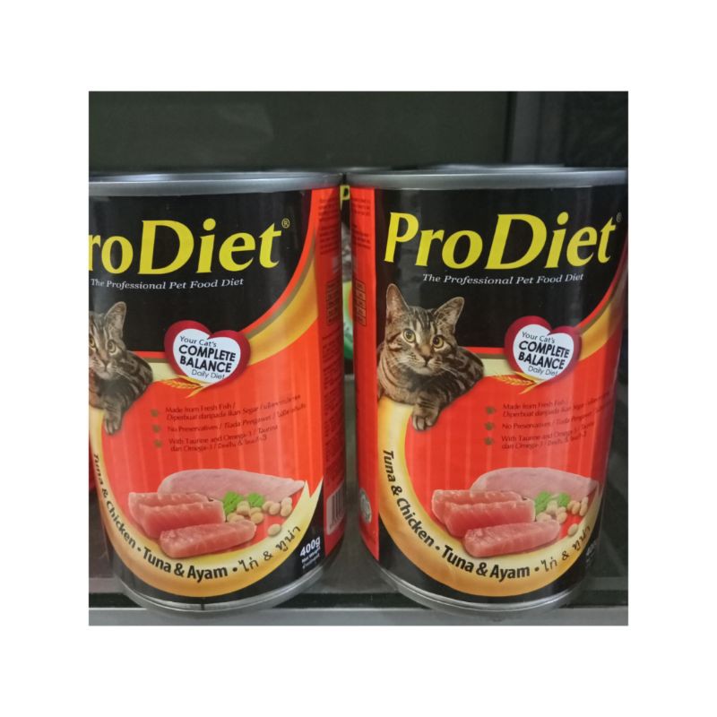 ProDiet kaleng makanan kucing basah tuna chicken 400g makanan murah