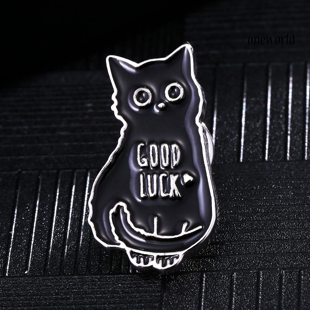 OW@ Good Luck Cartoon Cat Shape Brooch Pin Sweater Shirt Jacket Collar Breastpin