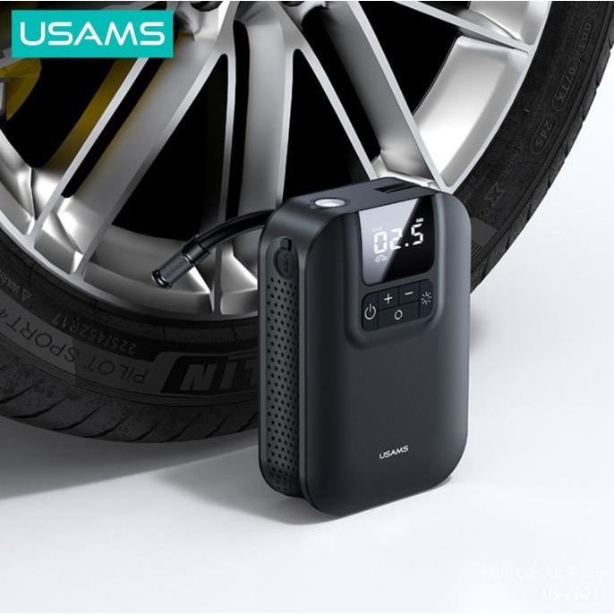USAMS ZB215 Mini Car Air Pump Portable 5000mAh Pompa Angin Ban Mobil
