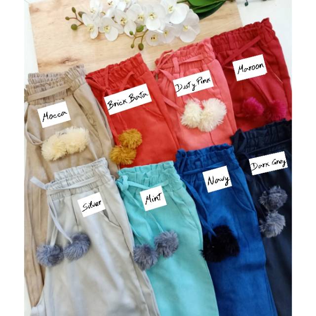 ALEEYA Kulot Suede Tali Pom Pom (3101)