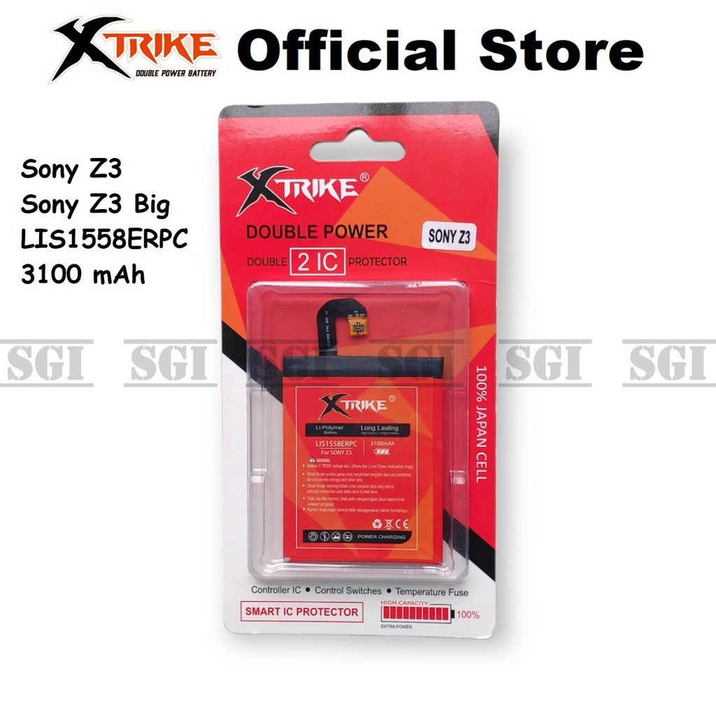 Baterai XTRIKE Double Power Original Sony Xperia Z3 Big LIS1558ERPC Batre Batrai Battery Handphone