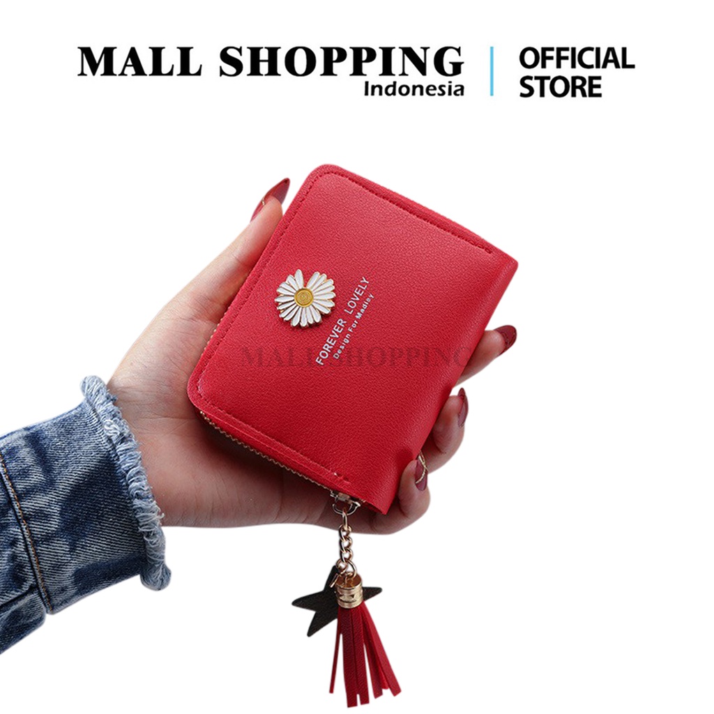 (COD) Dompet Mini Wanita Dompet Koin &amp; Kartu Wanita Motif Bunga daisy