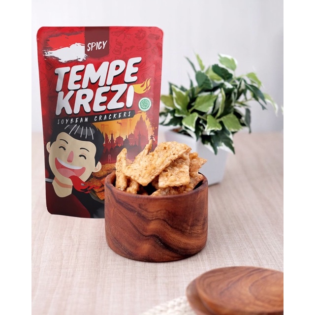 Tempe Krezi Spicy keripik Tempe Pedas Gila Hot Renyah Snack UMKM kekinian khas Indonesia