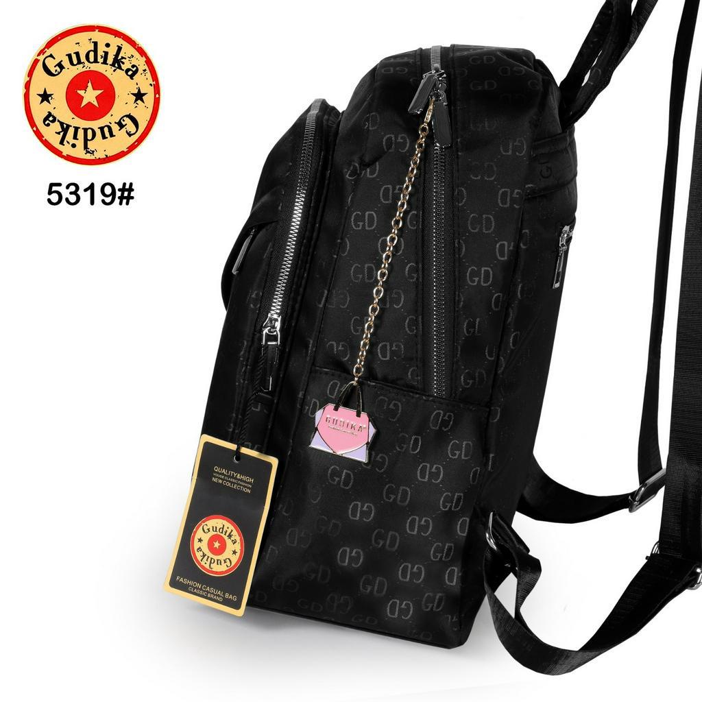 GUDIKA Black 5319 - Tas Ransel Punggung Gendong Backpack Travel Laptop Buku Paket Baju Barang Terbaru Kekinian Viral Pria Wanita Cowok Cewek Laki Perempuan