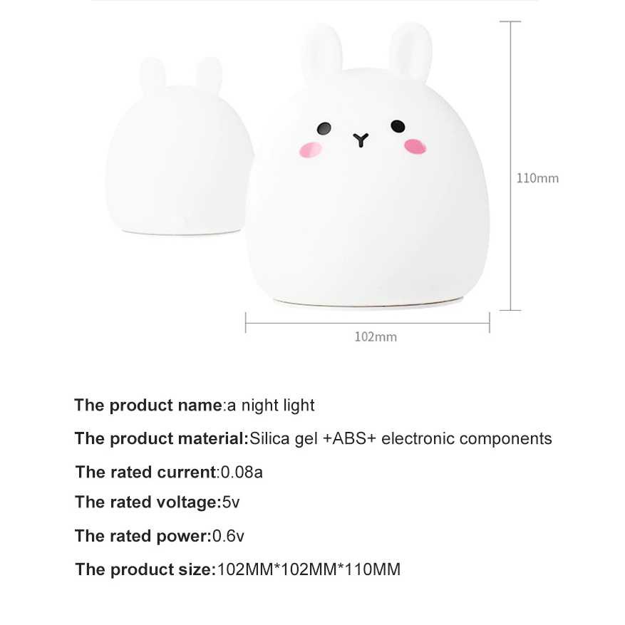 TD-DGD ANTINIYA Lampu Tidur Lucu Anak LED RGB Light Model Kelinci - M22