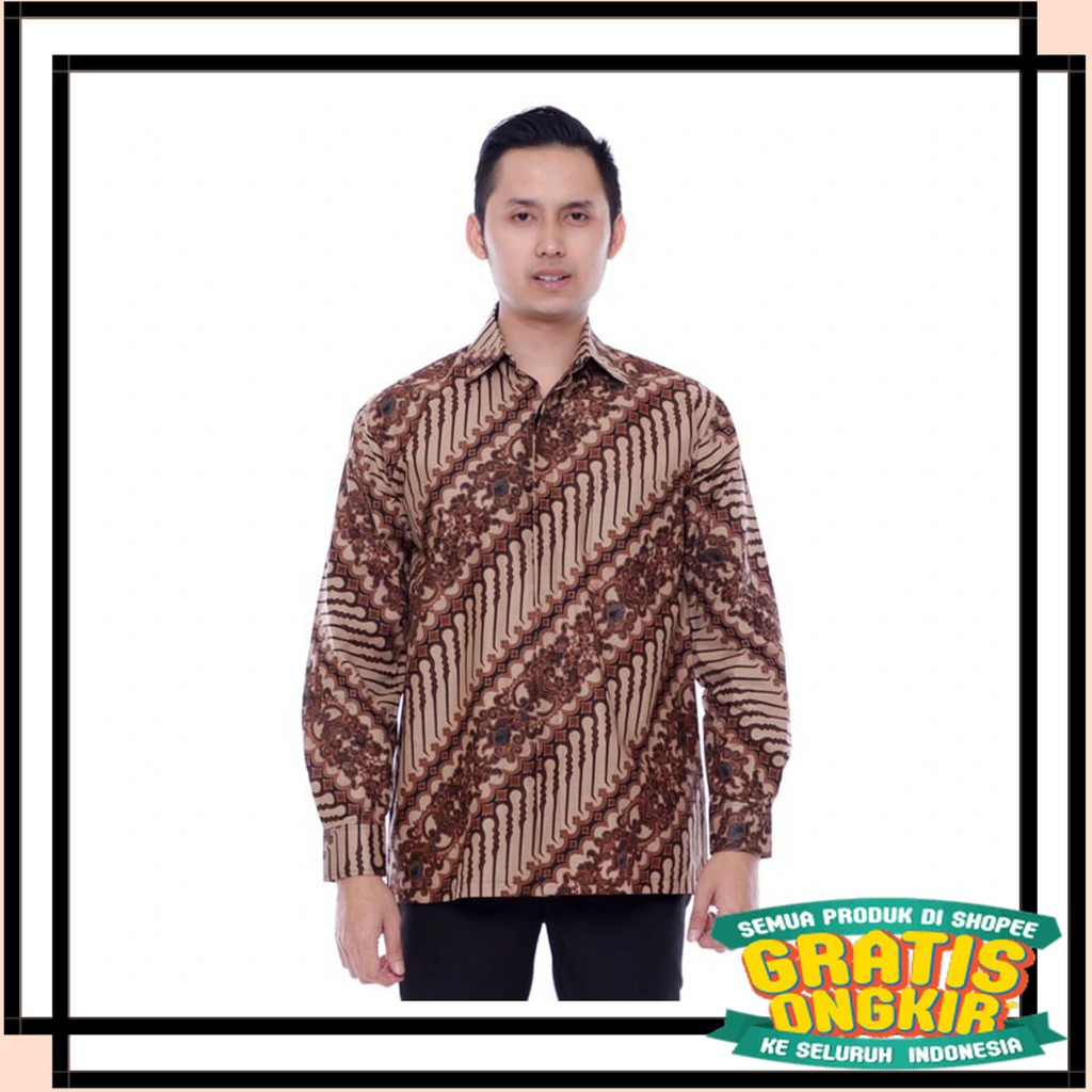 MOTIF TERBARU MODEL KOREA BATIK KEKINIAN SEMARANG / atasan batik pria seno coklat