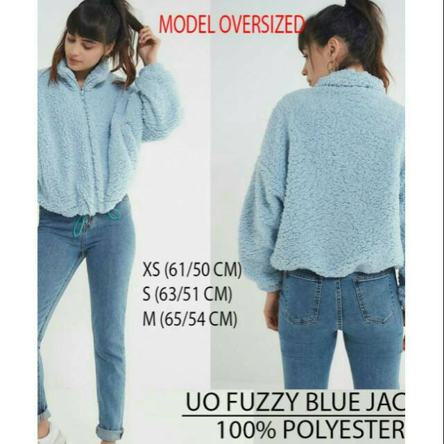 jaket urban blue fuzzy musim dingin