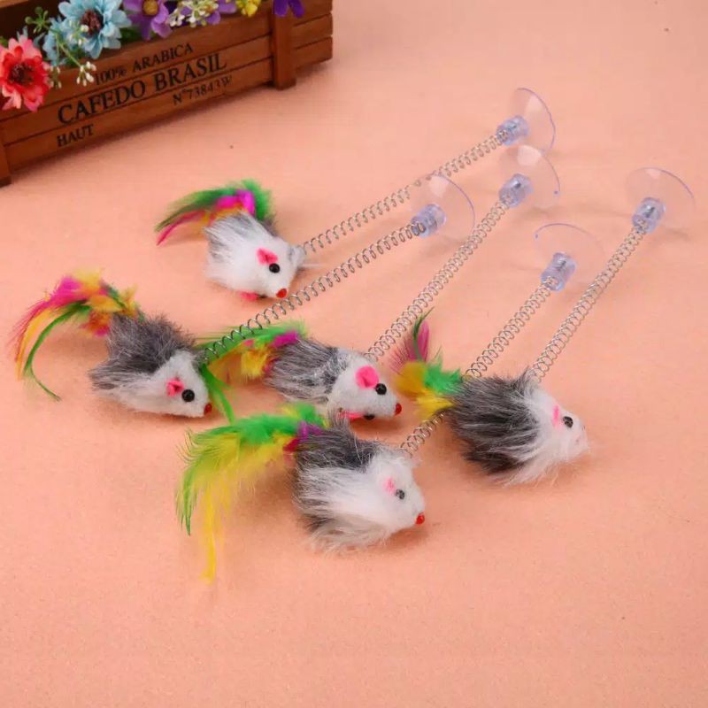 Mainan kucing tikus-tikusan dan bulu ayam sucker