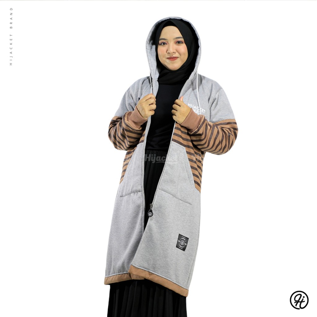 ❗ NEW ❗ JAKET MUSLIMAH HIJACKET VAHIRA ORIGINAL HIJABER HIJAB SYARI PANJANG HIJAKET MUSLIMAH-GREY (ABU)