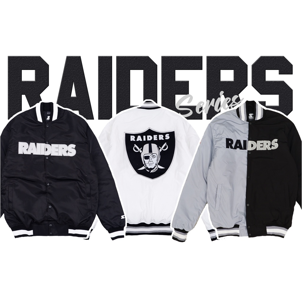 RAIDERS VARSITY JACKET HEAVYWEIGHT SATIN PREMIUM VINTAGE UNISEX PREMIUM MIRROR 1:1