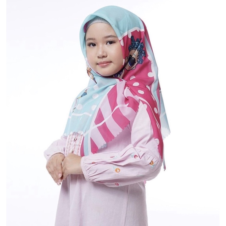 VOAL PRINTING ANAK MOTIF LOL PINK / HIJAB ANAK LOL / JILBAB ANAK KARAKTER / KERUDUNG ANAK LUCU