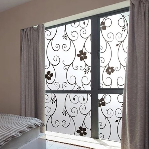 45*100CM Waterproof Anti-UV Insulation Frosted Privacy Floral Removable Window Film / Glass Decoration Self Adhesive Sticker