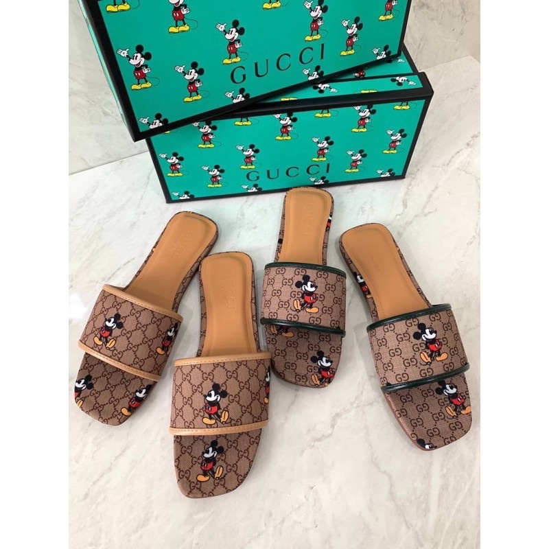 Sepatu Sendal Teplek Datar Wanita GC Flat Sandals Shoes Premium Import, Hitam Black Coklat Brown Moc