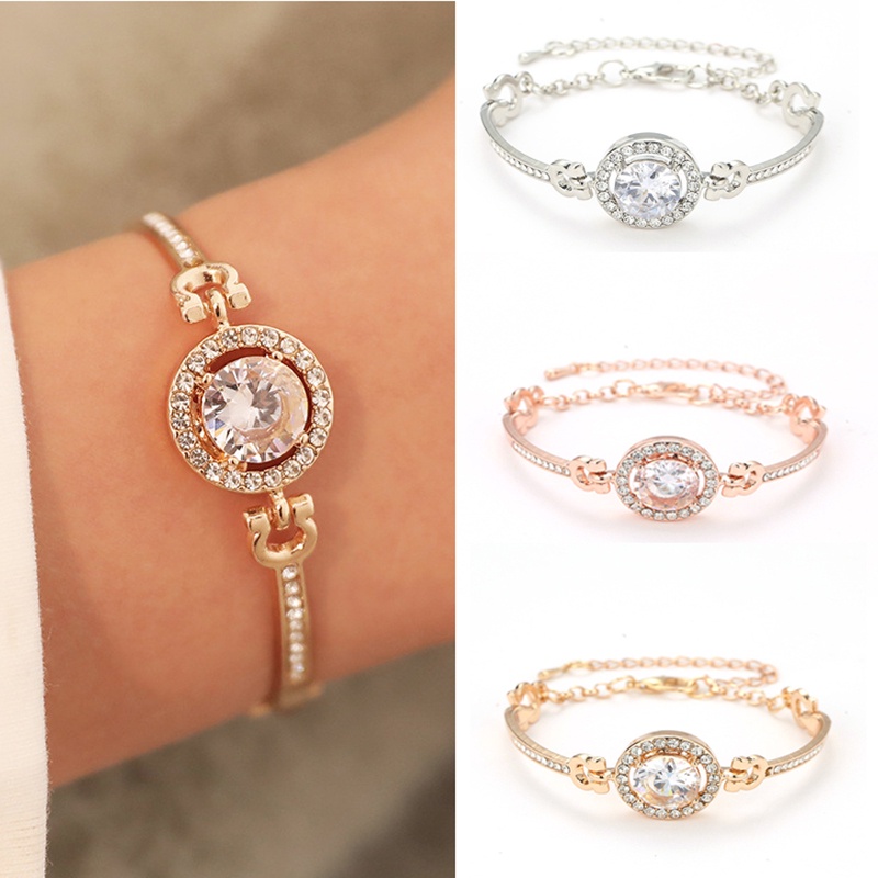 【Ready stock】COD Gelang Liar Wanita Temperamen Sederhana Mulia Bor Kilat Gelang fashion Rhinestone bracelet simple murah COD