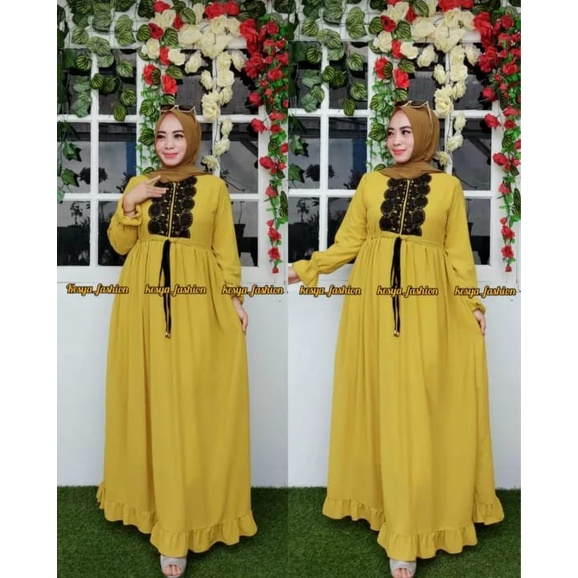 serena maxi ceruty bebydoll / gamis syarii  ceruty renda impor /gamis ceruty terbaru