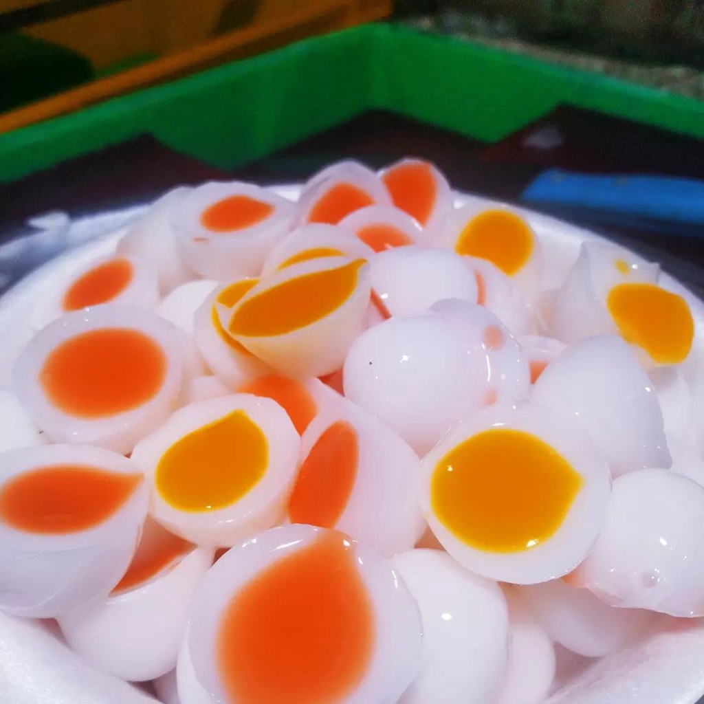 

jelly telor - jely telur puyuh - jeli manohara - manohara murah - half egg jelly