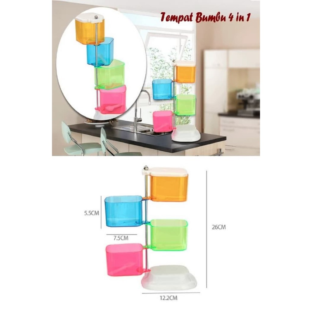 

Tempat Bumbu Dapur 4in1 Susun Tingkat 4 in 1 Wadah Putar Transparan