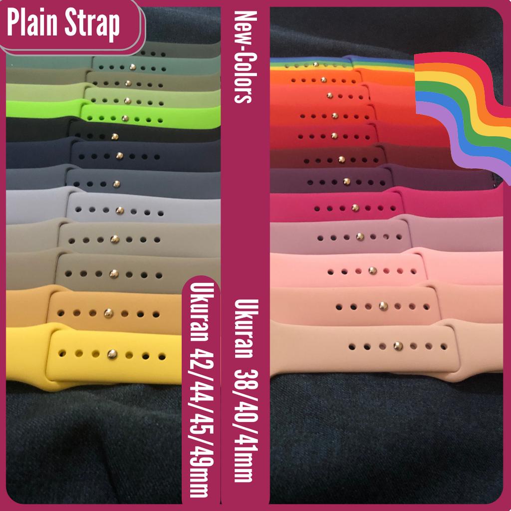 Plain strap untuk smartwatch 38mm 40mm 41mm 42mm 44mm 45mm 49mm Ultra Strapiwatch Tali jamtangan