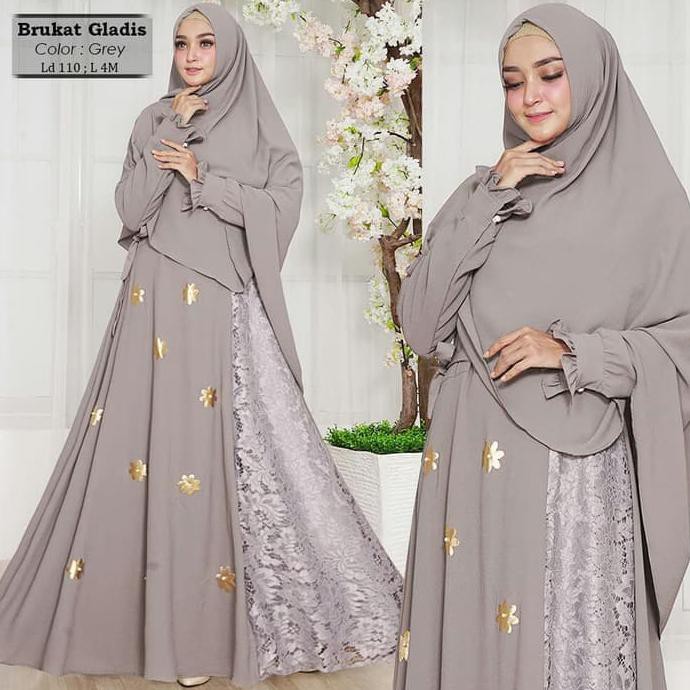 BAJU GAMIS SYARI SYARII MUSLIM GLADIS ABU / GAMIS PESTA BRUKAT MEWAH