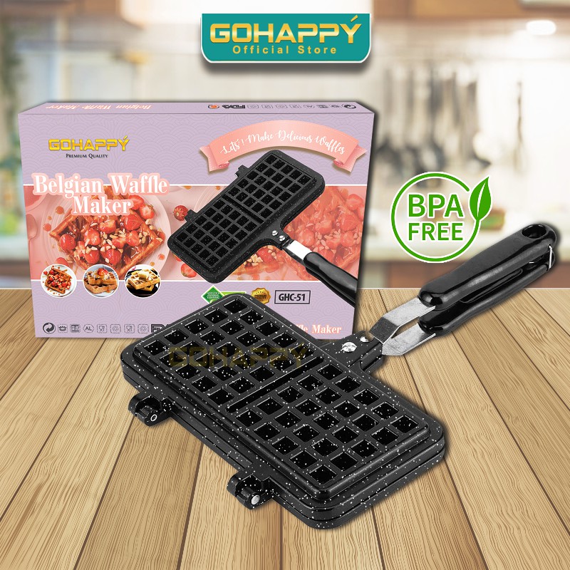 Everlux Cetakan kue waffle Panci Loyang Belgian Waffle maker Gohappy GHC51