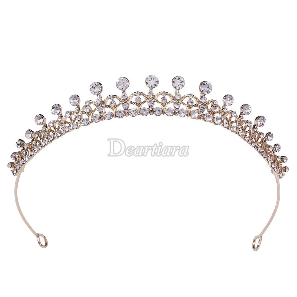 【Spot】Bridal Headdress and Hair Accessories Alloy Inlaid Rhinestone Simple Small Crown