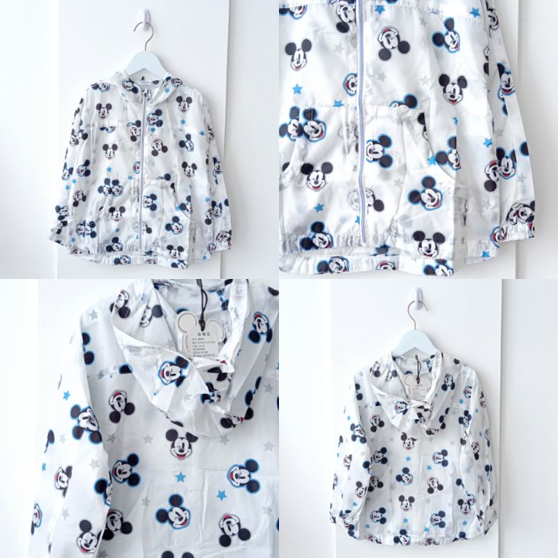 ABH1097 Futurino Jacket Packable Water Resist Cew/Cow-White Blue Mickey