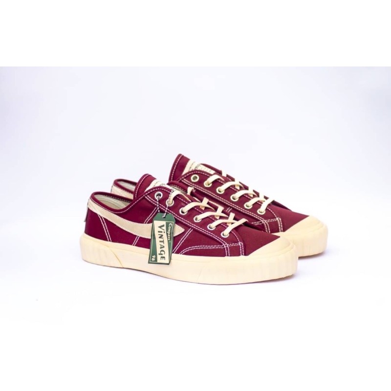 SEPATU COMPASS  VINTAGE MAROON LOW ORIGINAL