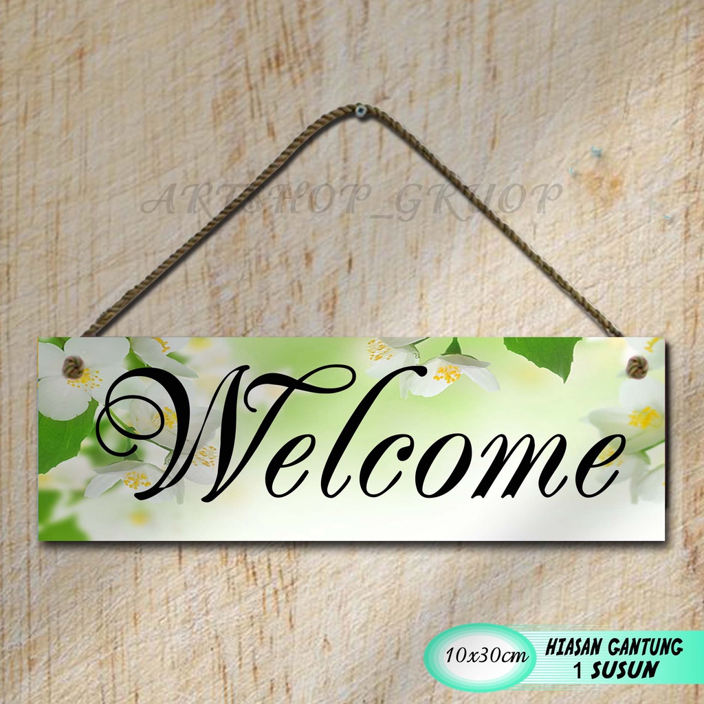 Hiasan pintu Hiasan dinding pajangan pintu shabby walldecor poster kayu. WELCOME dekorasi
