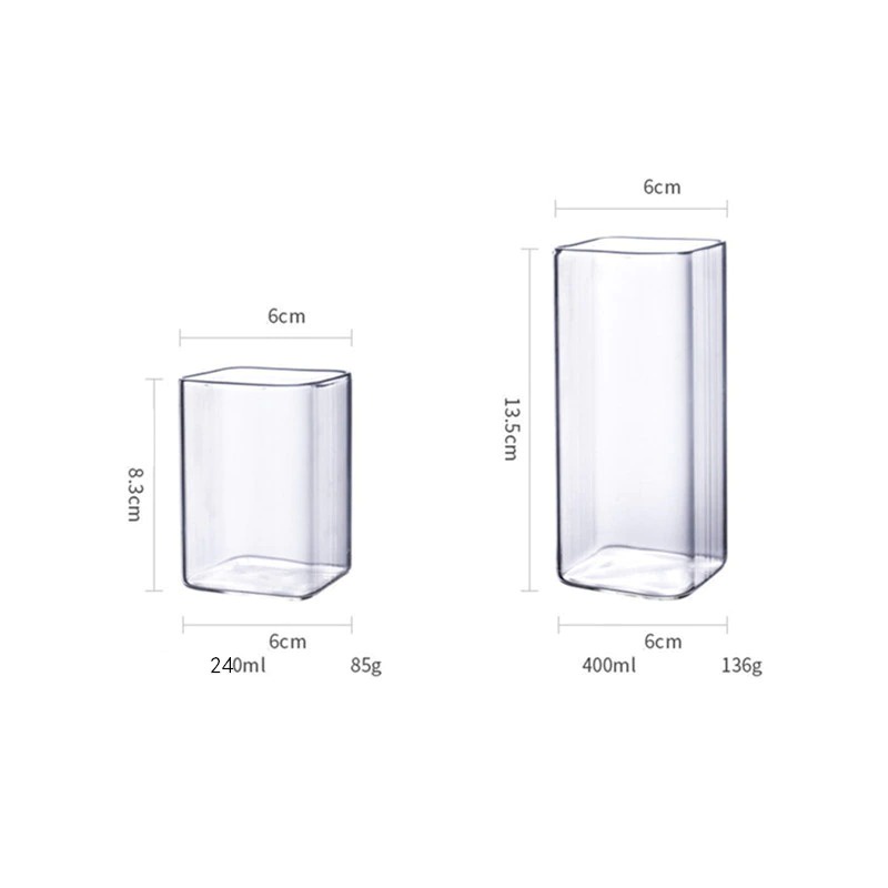 Gelas Minuman Borosilicate Glass Desain Balok Transparan Menarik 250ml