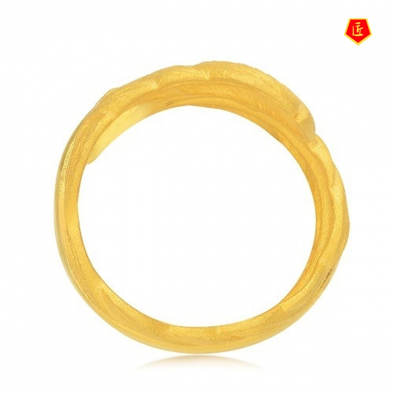 [Ready Stock]Temperament Personality 3D Golden Feather Ring