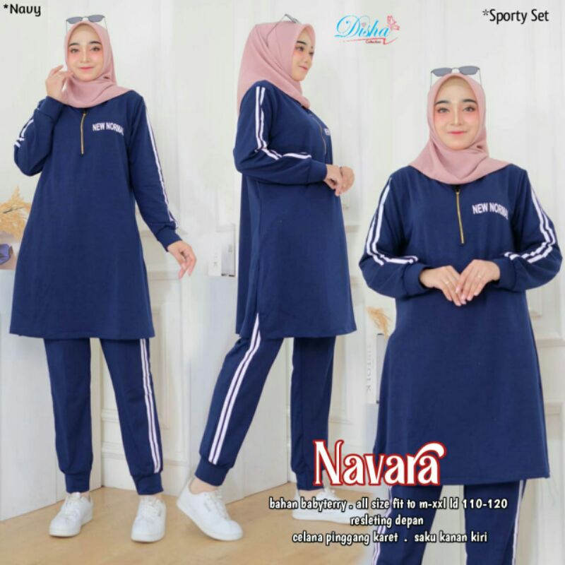 Navara training set setelan baju olahraga wanita seragam jogging senam gowes muslimah