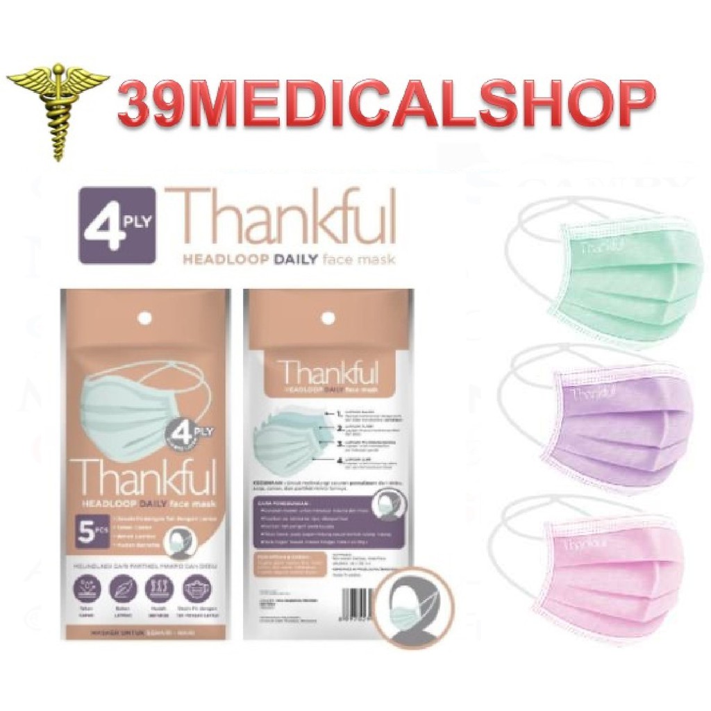 MASKER 4PLY THANKFUL BY POKANA SACHET ISI 5